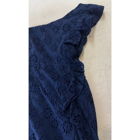 Lovers + Friends Seana Mini Dress Womens XXS Deep Navy One Shoulder Eyelet - Picture 4 of 15